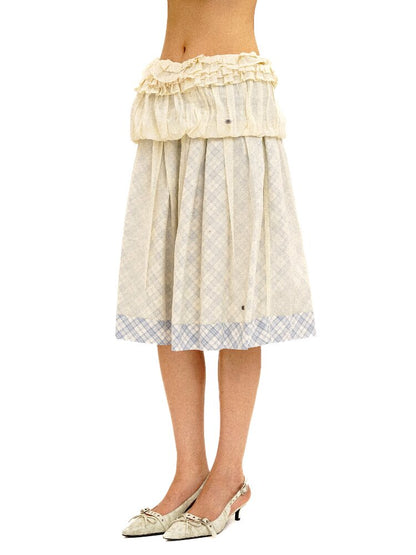 Thin Plaid Bow Spliced Skirt【s0000016087】