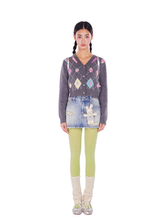 Colourful V-neck long sleeve knitted cardigan【s0000008605】