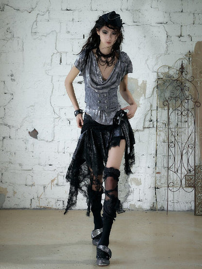 Baroque Velvet Lace A-Line Skirt【s0000016988】