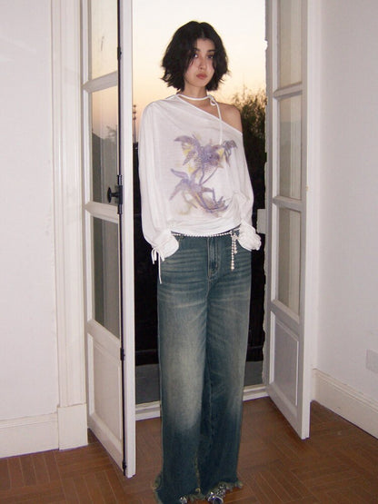 Retro Cat Whiskers Washed Jeans【s0000015463】