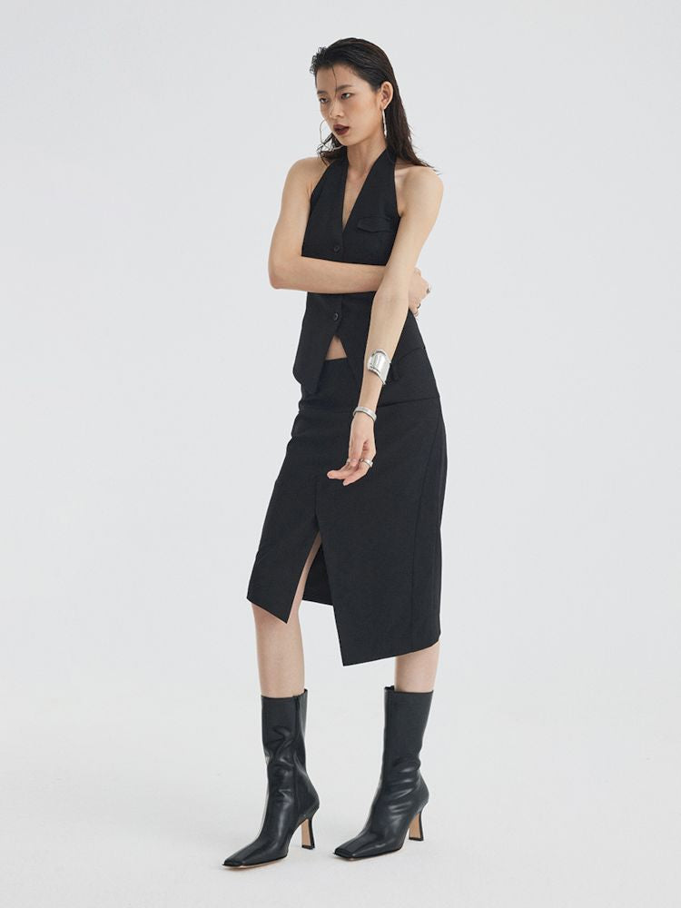 Asymmetric Slit Hem Suit【s0000007346】
