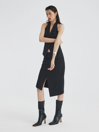 Asymmetric Slit Hem Suit【s0000007346】