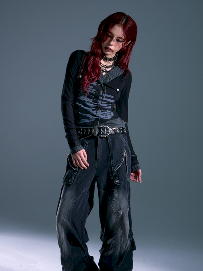 Lace-Up Slim-Fit Long-Sleeve Knit Base【s0000013911】