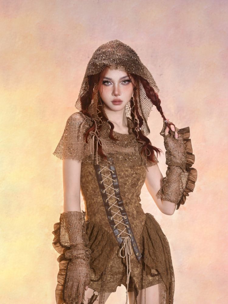 Aged Denim Asymmetric Plunge Top【s0000013508】