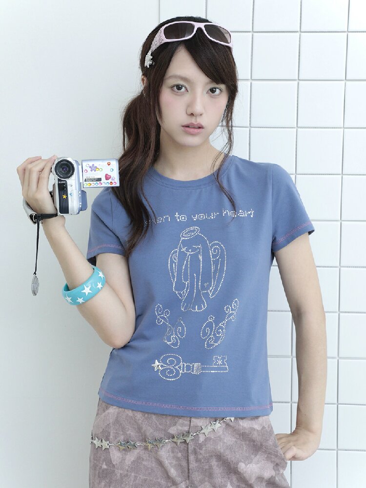 Millennium Navy Angel Rabbit T-shirt【s0000017474】