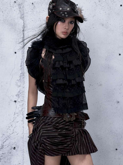 Court Lace Layering Furry Scarf【s0000014932】