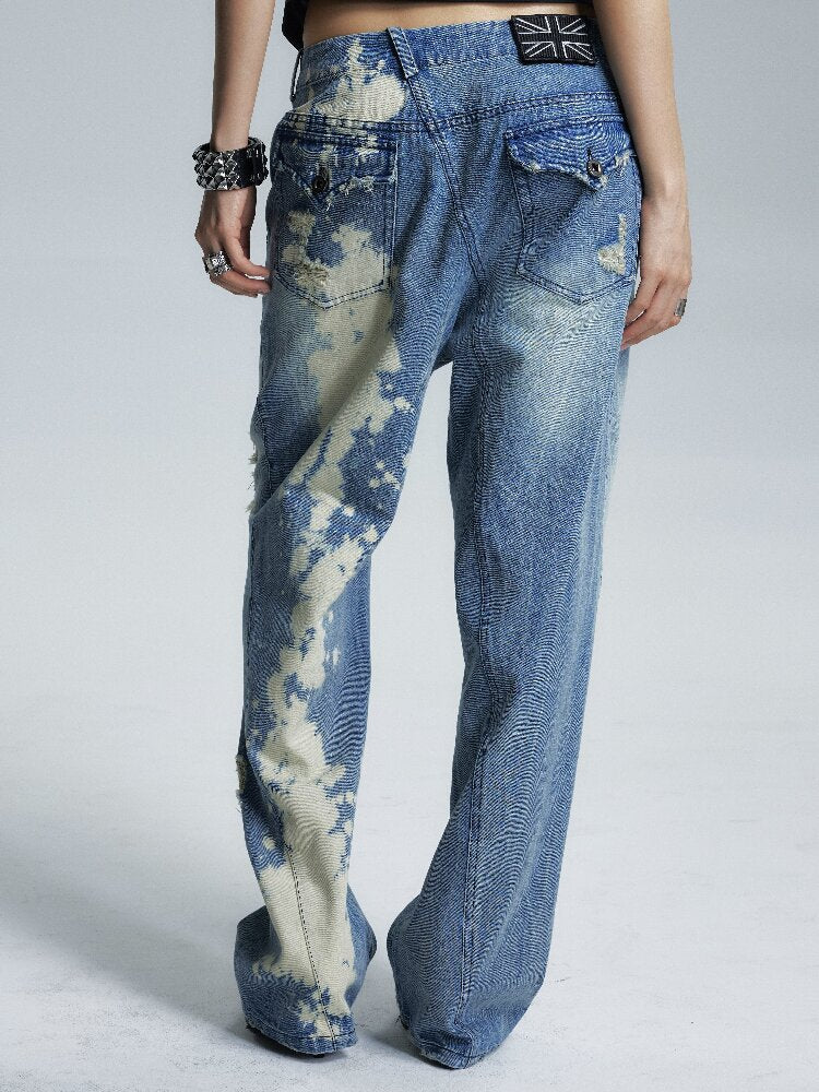 Low Rise Distressed Denim Trousers【s0000017002】