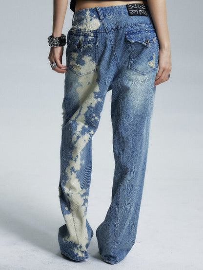 Low Rise Distressed Denim Trousers【s0000017002】