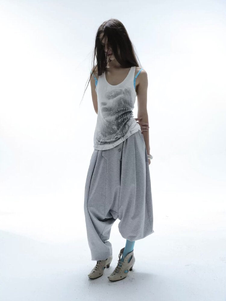 Silver Sequin Print U Neck Vest【s0000016566】