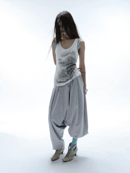 Silver Sequin Print U Neck Vest【s0000016566】