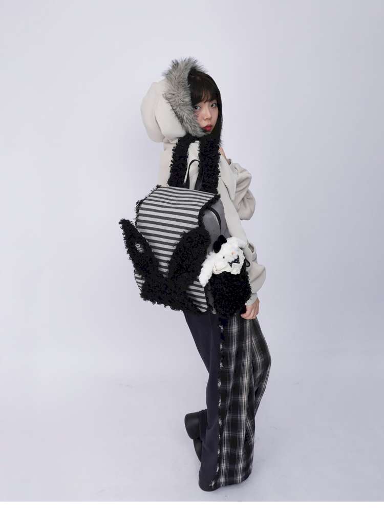 Rabbit Ears Fur Computer School Bag【s0000014615】