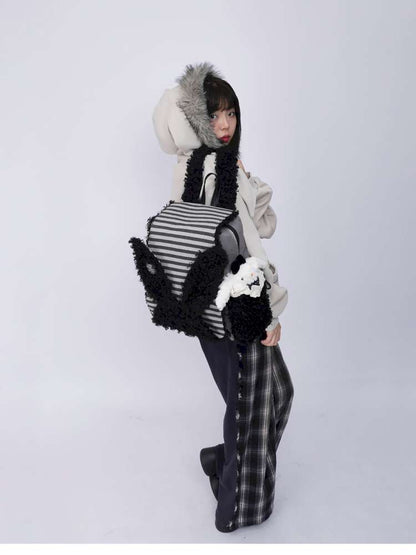 Rabbit Ears Fur Computer School Bag【s0000014615】