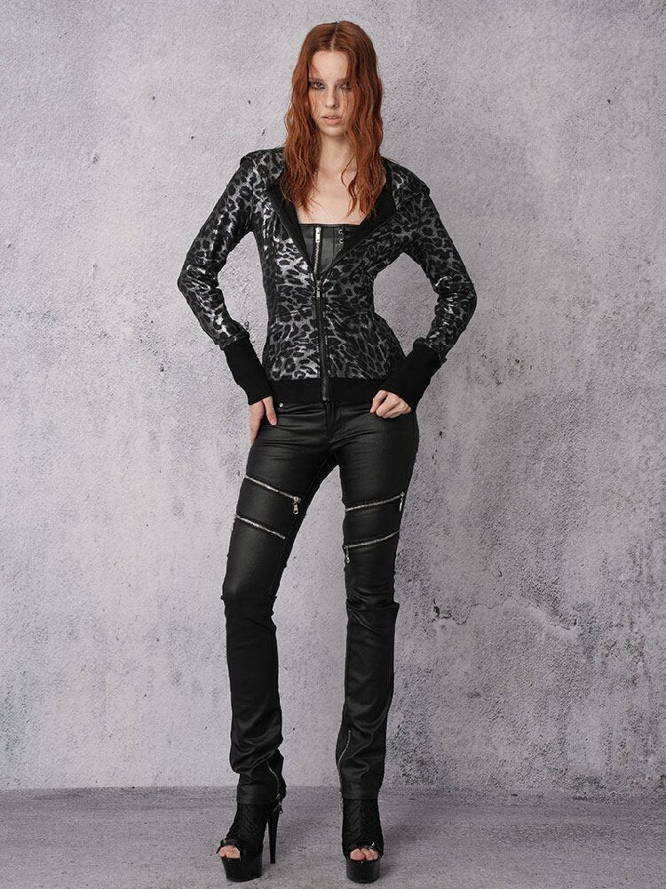 Silver Leopard Hooded Waist Jacket【s0000019098】