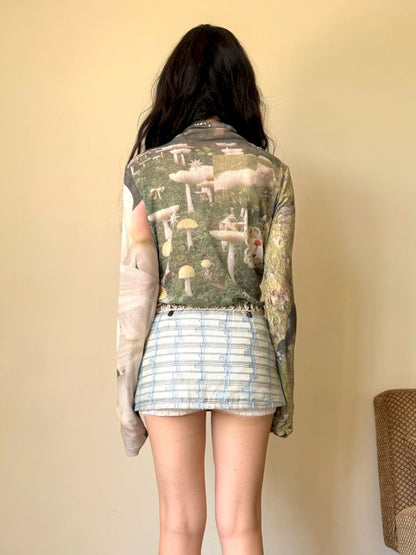 See-through mesh long sleeve sunscreen top【s0000013515】