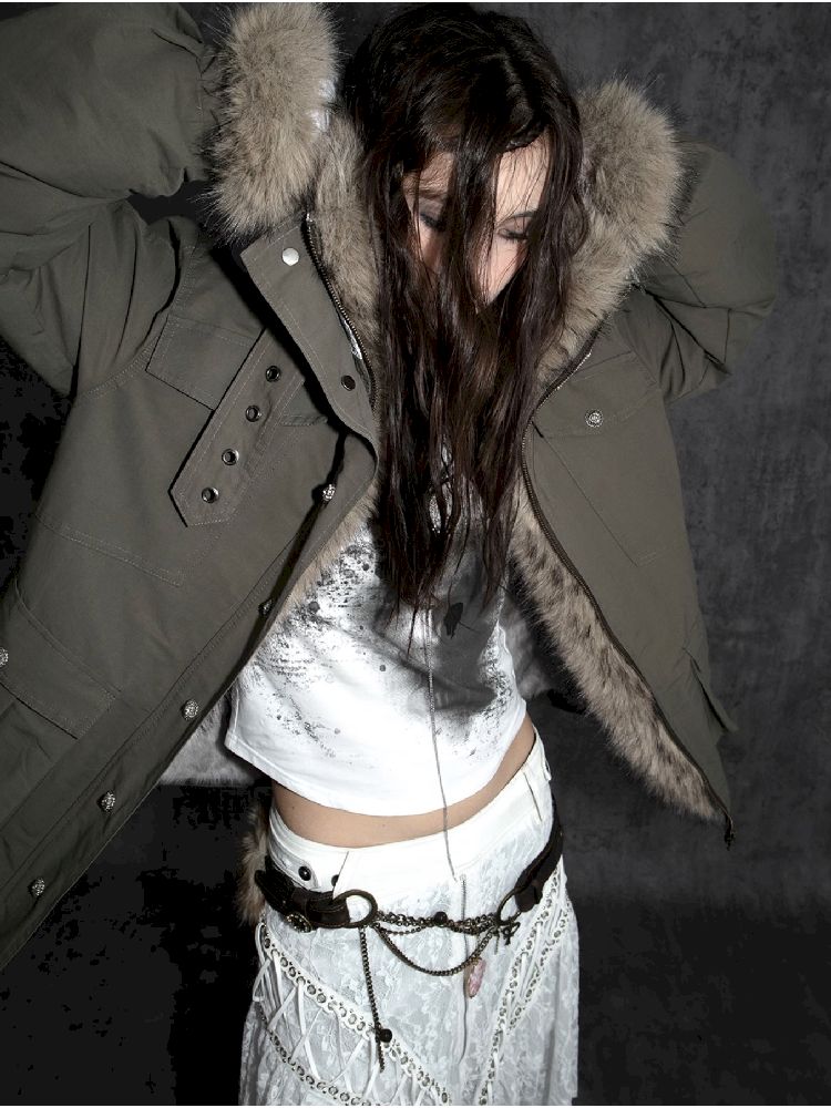 Fur Collar Mid-length Parka【s0000011266】