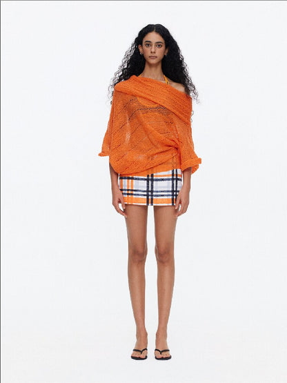 Retro Check Print Irregular Skirt【s0000015919】