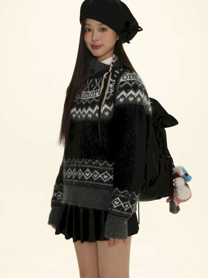 Fair Isle Striped Knit Top【s0000006024】