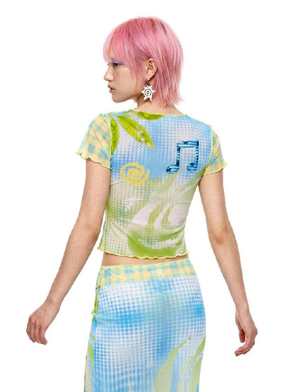 Mesh Short Sleeve Mermaid Dress【s0000017518】