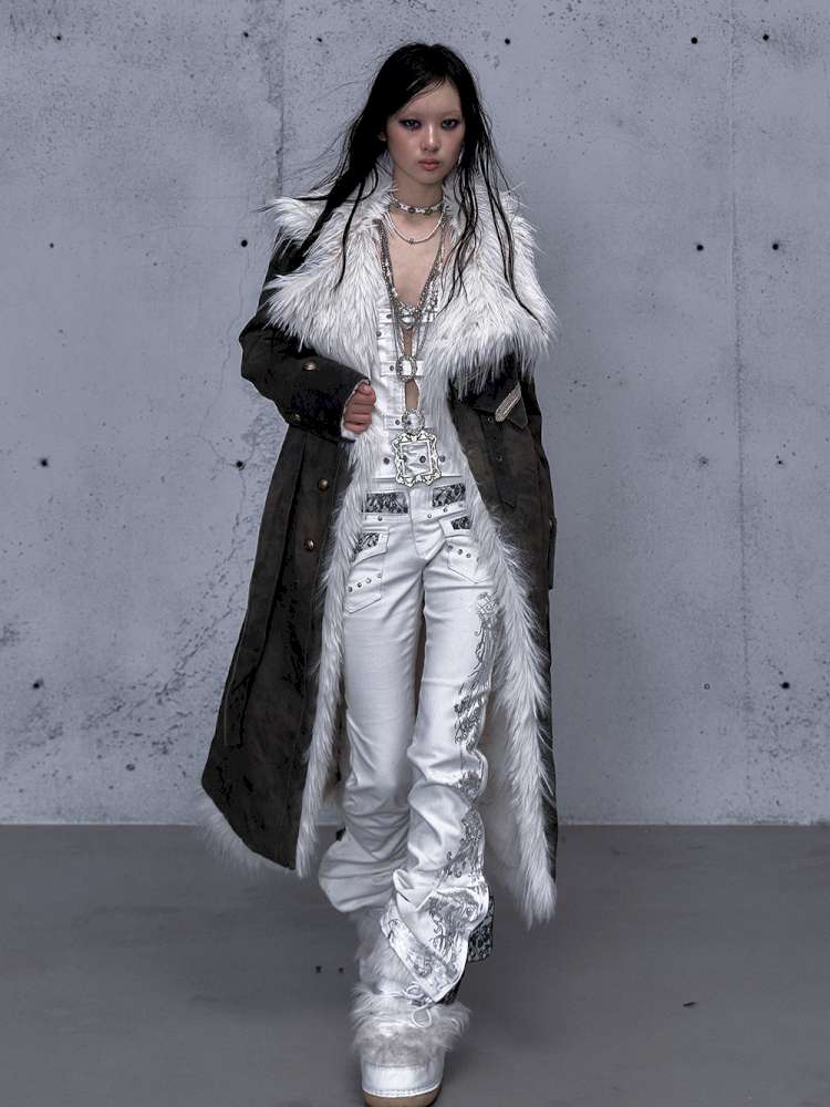 Modern Knight Fur Long Trench Coat【s0000014924】