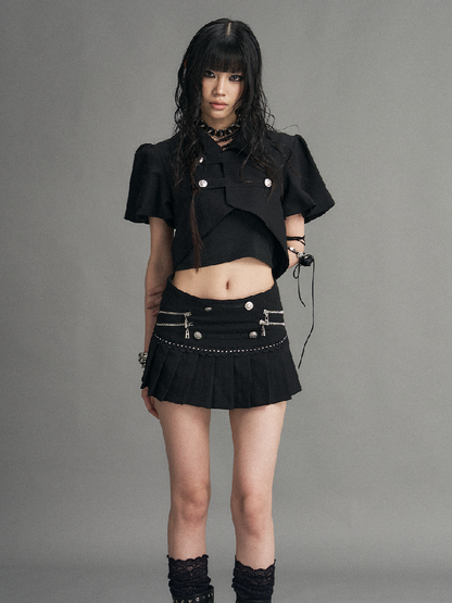 Palace Punk Metal Zipper A-line Skirt【s0000017523】