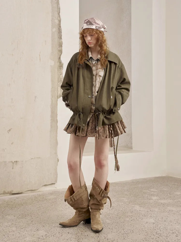 Solid-Color Long-Sleeve Oversized Jacket【s0000014074】