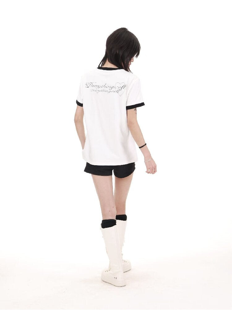 Contrast Patchwork Crew T-Shirt【s0000018214】