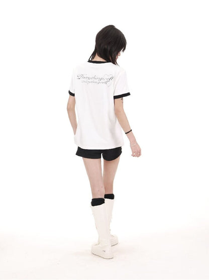 Contrast Patchwork Crew T-Shirt【s0000018214】