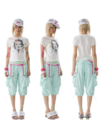Detachable Hem Rhinestone T Shirt【s0000017637】