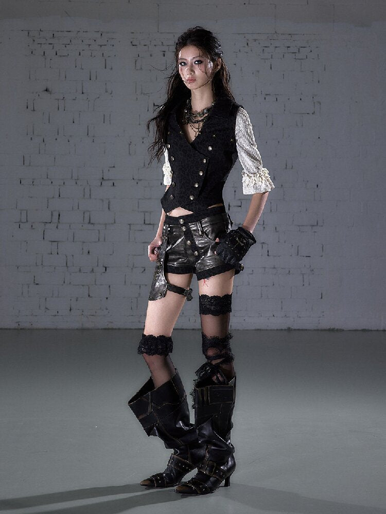Lace Detachable Leather Shorts【s0000016210】