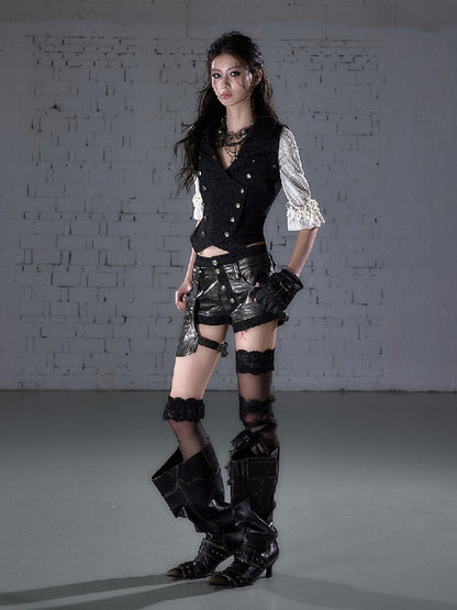 Lace Detachable Leather Shorts【s0000016210】