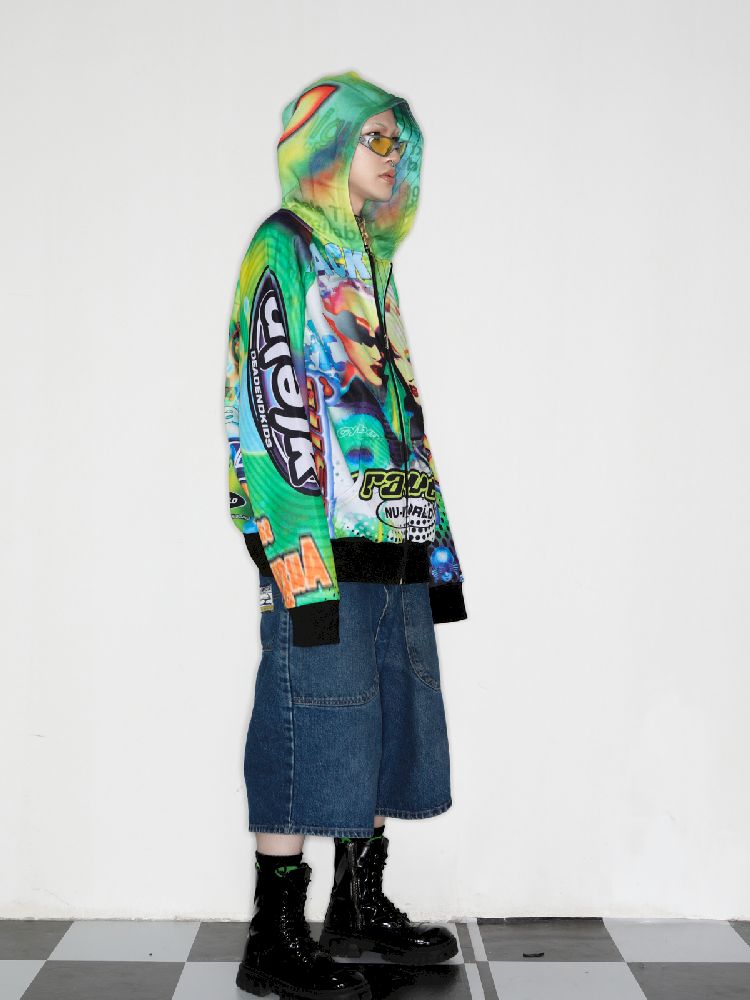 Retro Street Alien Loose Hooded Jacket [S0000010269]