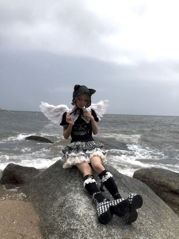 Plaid suit T-shirt/cake skirt【s0000012434】