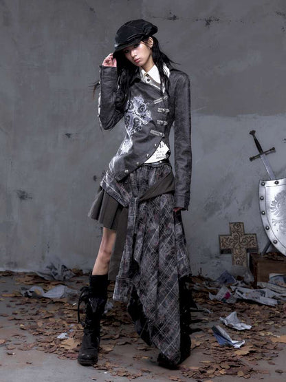 Patchwork Plaid Shirt Dress Skirt【s0000014473】