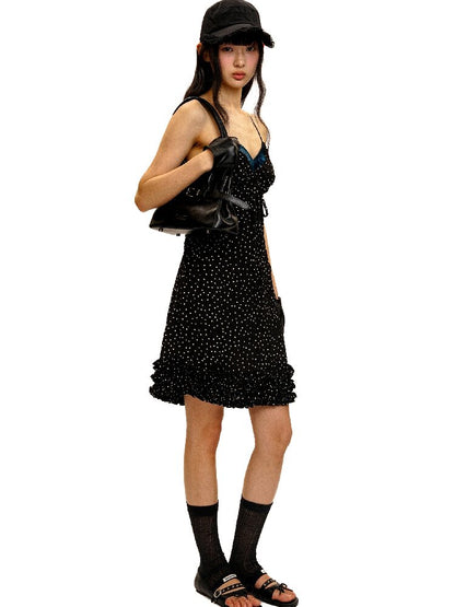 Paneled Polka Dot Lace Slip Dress【s0000016410】