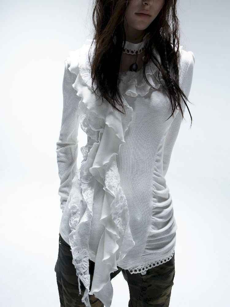 Ruffle Edge Vintage Knit Cardigan【s0000011271】