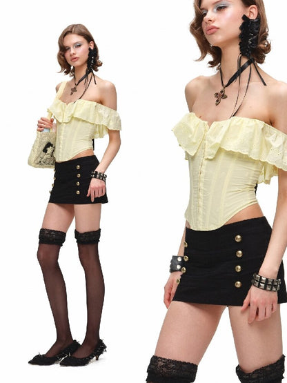 Fishbone Jacquard Rose Corset Top【s0000016907】