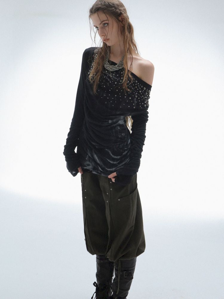 Embellished Vintage Print Base Layer Top【s0000013901】