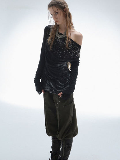 Embellished Vintage Print Base Layer Top【s0000013901】