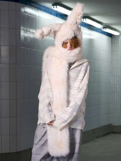 Long Hair Contrast Patch Hat Scarf【s0000014639】