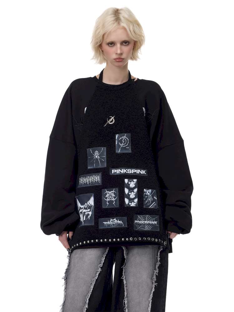 Patch Embroidery Punk Apron Sweater【s0000015118】