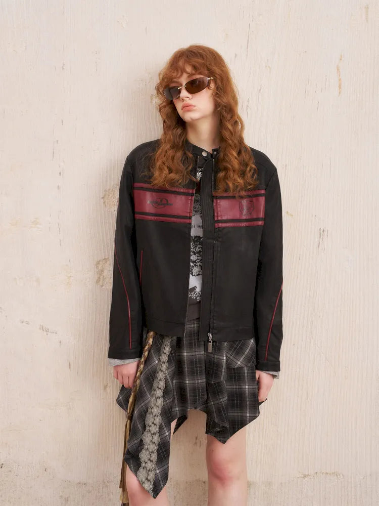 Rose Embroidered Leather Jacket【s0000014080】