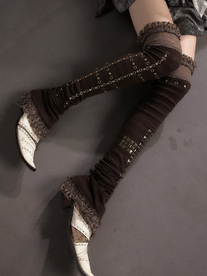 Lace Rhinestone Knit Leg Covers【s0000019164】
