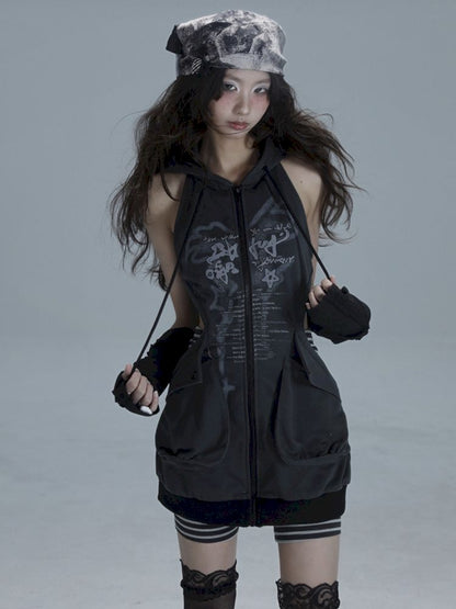 Long hoodie skeleton sweater dress【s0000013482】