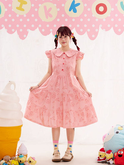 Animal Angel Fly Sleeve Pink Dress【s0000013188】