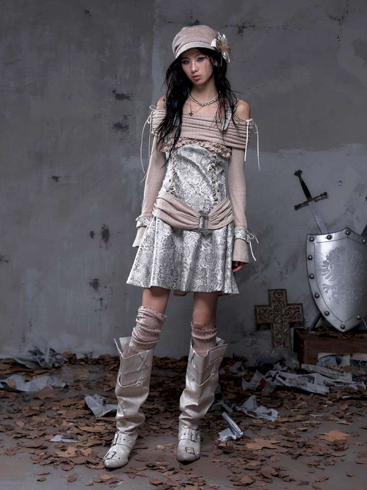 Vintage Punk Patchwork Knit Dress【s0000014651】