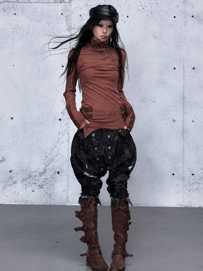 Washed Ripped Denim Harem Pants【s0000015549】