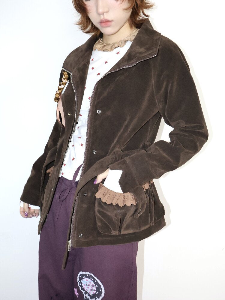 Vintage Badge Suede Patchwork Jacket【s0000018668】
