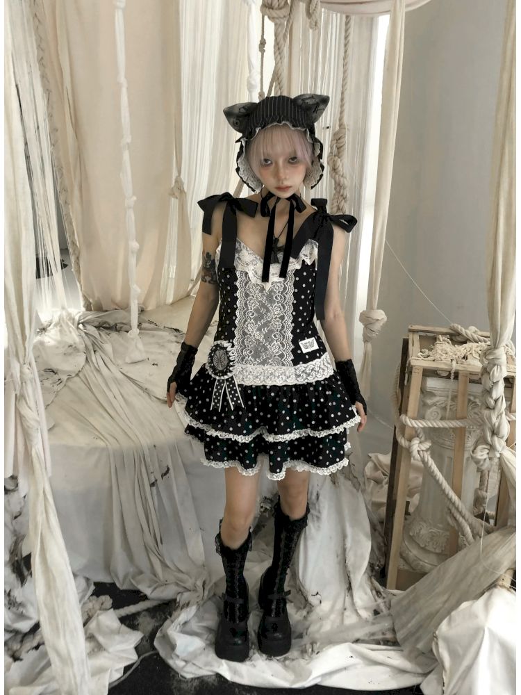 Lace Low Waist Halter Doll Dress【s0000013524】