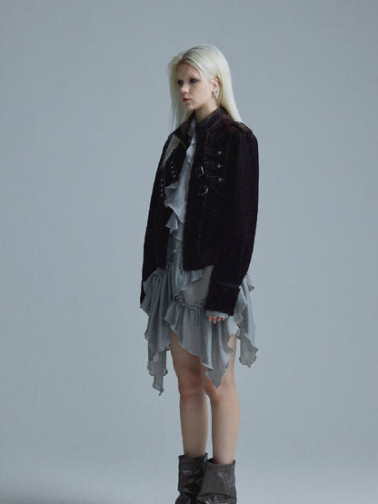 Napoleonic Matte Velvet Belt Jacket【s0000018551】