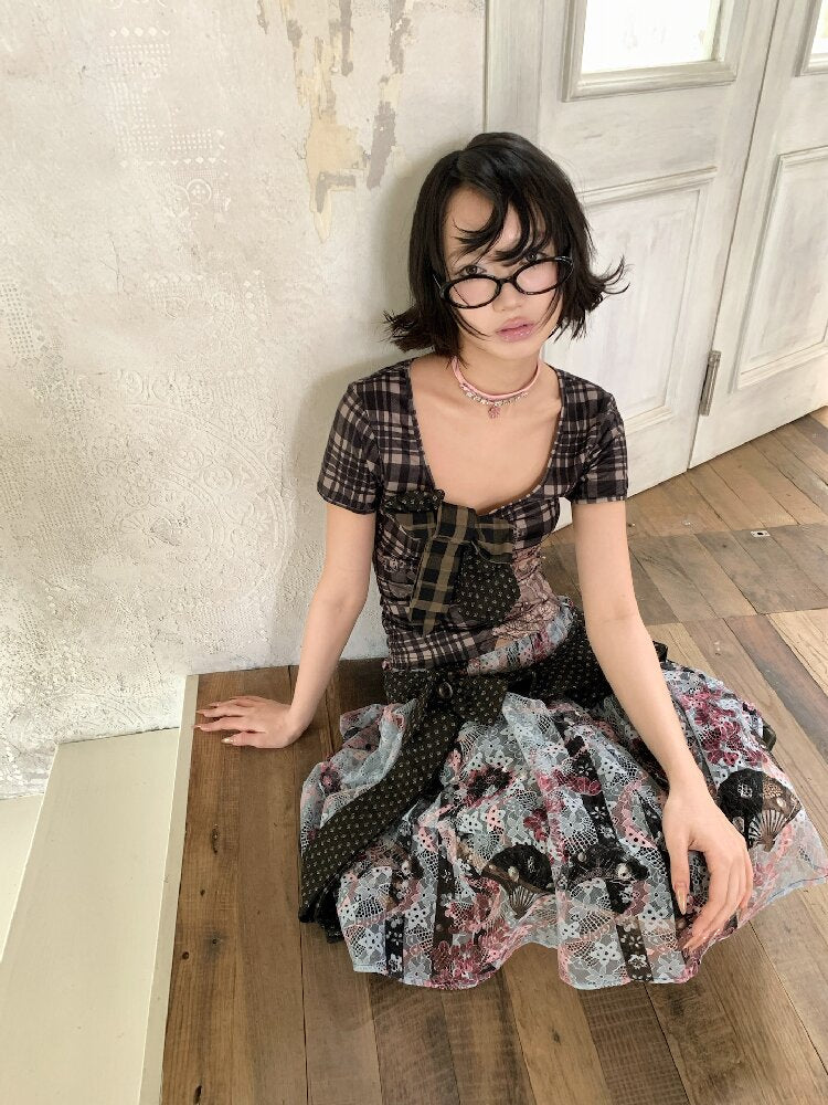 Jacquard Cross Vintage Maxi Skirt【s0000018085】